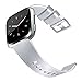 Vancle Band Compatible with Fitbit Versa Bands & Fitbit Versa Lite SE Bands, Classic Accessories Replacement Wristbands for Fitbit Versa Smartwatch (003, Shiny Silver, Small)
