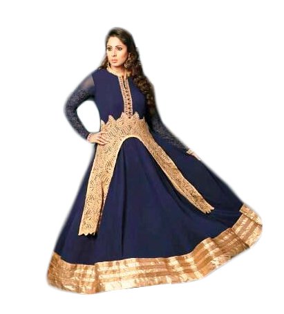 ruchi trrends party wear semi-stitched georgette anarkali with santoon bottom and chiffon dupatta