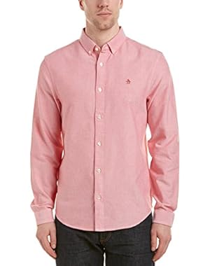 Mens Heritage Slim Fit Oxford Shirt, S, Red