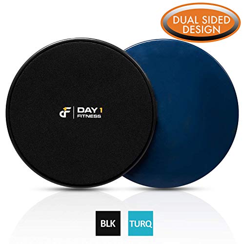 Core Sliders by Day 1 Fitness, Set of 2 Black/Grey, Dual Sided for Carpet and Hard Floors - Premium, Multipurpose Gliding Discs to Strengthen Abs, Lower Back - Portable Abdominal Equipment - Thumbnail 6
