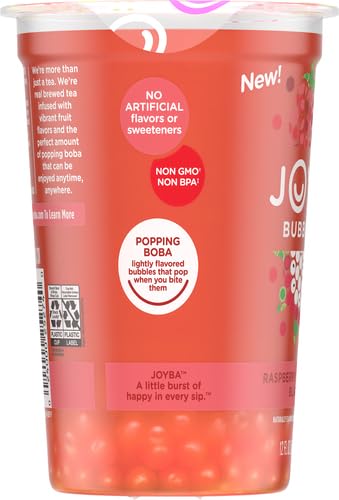 JOYBA RASPBERRY DRAGONFRUIT FLAVORED BLACK BUBBLE TEA, 12 FL OZ CUP