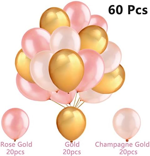 EASTiii 60Pcs Gold Balloons & Rose Gold Balloons & Champagne Gold Balloons , 12 Inch , Decoration Supplies Wedding , Graduation , Birthday Party , Hawaii