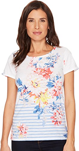 Joules Women's Nessa Printed Jersey T-Shirt White Stripe WHITSTABLE Floral 10