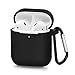 AirSha Compatible for AirPods Case with Keychain, Shockproof Protective Silicone Cover Skin for AirPods Charging Case 2 & 1 (Black)