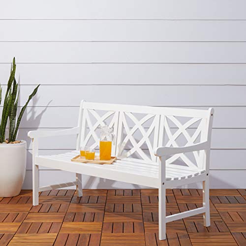 Vifah V1612 Bradley Outdoor Hardwood Bench, White - Thumbnail 6