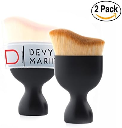 Professional Contour &amp; Sculpting Single Cosmetics Flat Top Angled Face Makeup Brush With Travel Case Powder Liquid Cream Friendly Great For Foundation Primer &amp; Concealer Blending 2 Pack