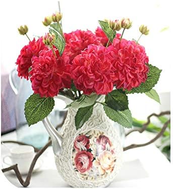 シルクフラワーウェディングローズダリア造花5本セット 秋 鮮やかなフェイクリーフ 正規販売店 ウェディングフラワーブライダルブーケ 3 造花