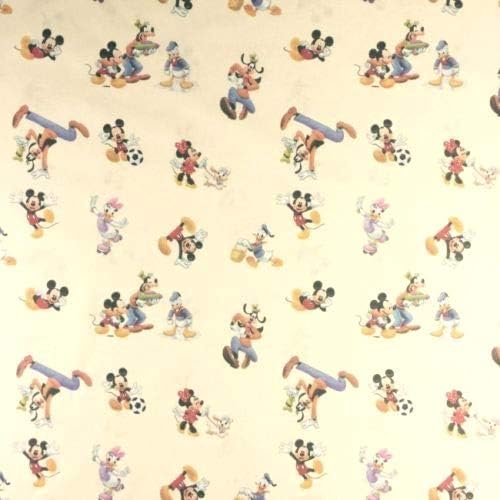 1 Metre - Licensed Disney Cartoon Prints 100% Cotton Mickey Minnie Donald Duck Goofy Play Out Character Quilting Fabric for Kids Dressmaking Patchwork 140cm Width