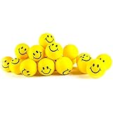 Neliblu Why Worry? Be Happy! Neon Yellow Smile Funny Face Stress Balls - Happy Smiley Face Stress Balls Bulk Pack of 24 2" Stress Relief Smile Squeeze Balls - Christmas Stocking Stuffers - Fun Toys