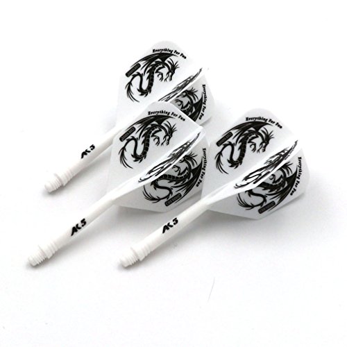 Black Scorpion CUESOUL Rost Integrated Dart Shaft and Flights S/M/L,Set of 3 (White Dragon, L)
