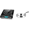 Duxtop Portable Induction Cooktop, Silver 9600LS/BT-200DZ & Duxtop Whole-Clad Tri-Ply Stainless Steel Stir-Fry Pan Kitchen Induction Cookware 8 Inches