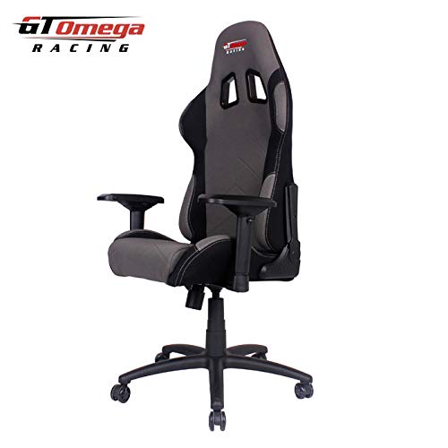 GT-Omega-Pro-Racing-Sedia-da-ufficio-in-tessuto-colore-grigio-e-nero
