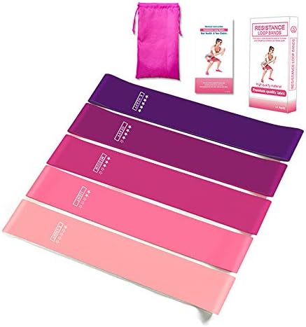 Vakkest 5 Pack Resistance Loop Bands,Resistance Exercise Bands for Home Fitness,Stretching,Strength Training,Physical Therapy,Natural Latex Workout Bands,Pilates Flexbands