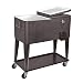 Clevr 80 Quart Qt Rolling Cooler Ice Chest Cart for Outdoor Patio Deck Party, Dark Brown Wicker Faux Rattan Tub Trolley, Portable Backyard Party Drink Beverage Bar, Wheels with Shelf & Bottle Opener primary
