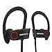 Bluetooth Headphones, KOOWIEN Bluetooth 4.1 Stereo Wireless Earphones Sports Earbuds Headset for Gym Running Exercise with Mic(8 Hours Play Time, IPX4 Sweatproof, Secure Ear Hooks Design)- Black