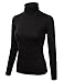 JJ Perfection Women's Stretchy Ruched Long Sleeve Turtleneck Top