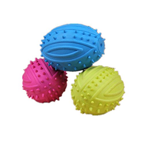 UEETEK 4 Pcs Pet Dog Ball Fetch Ball Chew Toys,Rubber Rugby Ball Football for Small Dogs