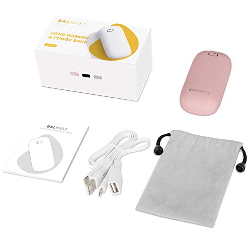 Balhvit Rechargeable Hand Warmer, 6400mAh Electric Hand Warmers Pocket Power Bank, Heat Therapy Hand Heater Charger, Reusable Handwarmers for Outdoor Sports, Winter Gifts for Women & Men (Pink)
