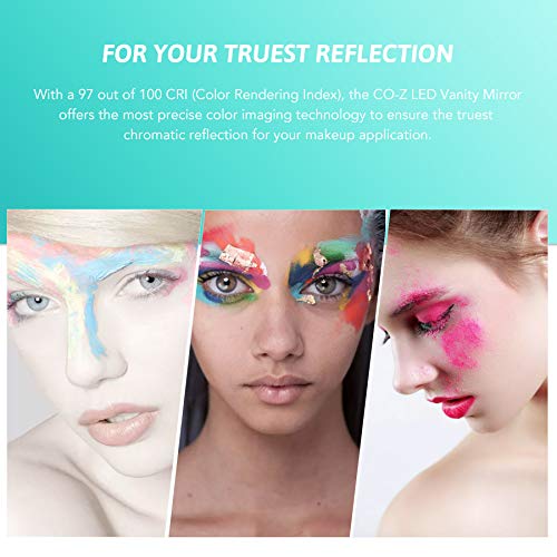 COZ Makeup Mirror with Lights, 7" Cordless LED Lighted Magnifying Vanity Mirror 1x 8X