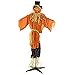 Halloween Haunters Animated Standing 6 Foot Scary Pumpkin Head Scarecrow Man Prop Decoration - Light-Up Flashing Face Turning Jack-O-Lantern Head with Moaning Sounds - Straw Hands, Haunted Harvest
