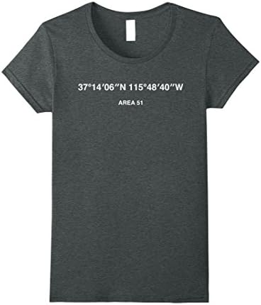 Womens Area 51 Coordinates Paranormal UFO T-Shirt XL Dark Heather