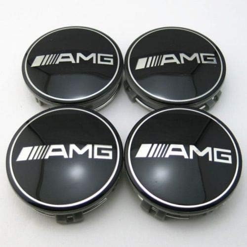 llfaith 4pcs 75mm AMG Black Wheel Center Caps fit Mercedes-Benz A B C E S G Class CLK ML