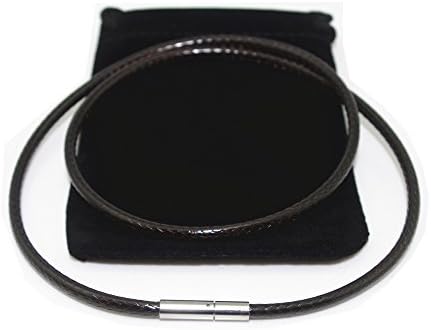 3mm Dark Brown Leather Cord Chain Stainless Steel Rice Clasps Necklace Rope Chain 16 TO 28 Inch (16 Inch Dark Brown)