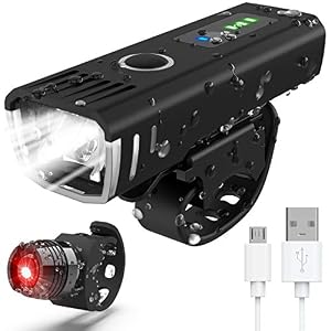 IANRTTE Bike Light Set, USB Rechargeable Super Bright LED Waterproof Headlight Front Lights and Back Rear Bike Lights…
