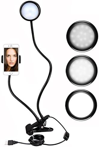 Selfie Ring Light with Cell Phone Holder for Live Stream, Anyprize [360 Rotating] Flexible Long Arms Gooseneck Mount, Clamp on Lazy Bracket with LED Selfie Light will be compatible