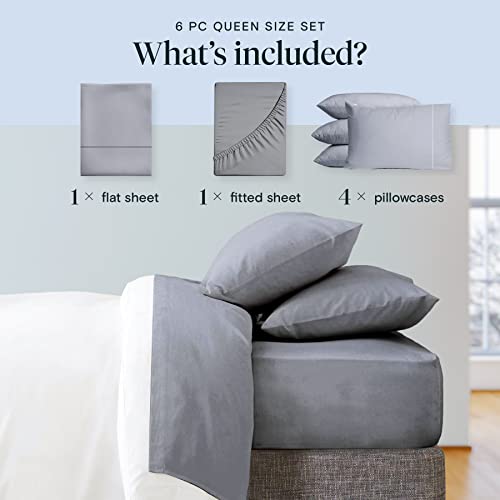 6 PC Bamboo Sheet Set w/ 18 inch Deep Pockets Eco Friendly, Wrinkle Free, Fade