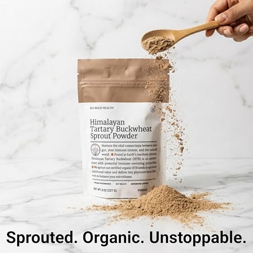 BIG BOLD HEALTH Himalayan Tartary Buckwheat Sprout Powder - Rich in Polyphenols & Prebiotic Fiber - Non-GMO, Gluten-Free, Grain-Free, Vegetarian - 30 Servings
