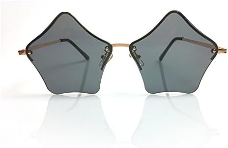 YUHOO 2018 Modern Women's Men's Metal Frame Mirror Flat Lens Star Sunglasses - (Grey)