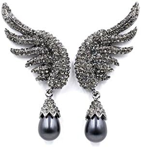 High-end Alloy Based Vintage Chic Party-Wear Wing Shaped with Pearl Hanging (Bali Bohemia Drop) Bollywood Style Earrings