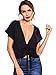 SheIn Women's Short Sleeve Tshirt Deep V Neck Knot Front Solid Tops