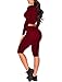Amilia Womens Sexy Long Sleeve Crop Tops High Waist Leggings 2 Piece Bodycon Set Casual Outfit Tracksuit (XL, Wine Red)