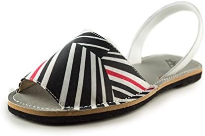 Subibaja Martina - Special Edition Menorquina Avarca Slingback Sandals for Women (10 M, Black Lines)