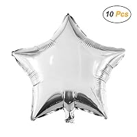 18" Star Balloons Party Decoration Aluminum Foil Membrane Balloon,Silver,10 Pieces