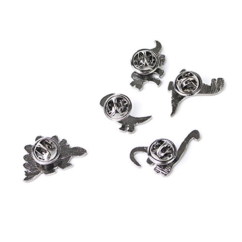 FLYPARTY 5 Pcs Cute Enamel Lapel Pins Set Cartoon Animal Plant Fruits Foods Brooches Pin Badges for Clothing Bags Backpacks Jackets Hat Accessory Decoration (Dinosaurs Set of 5)