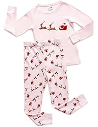Kids Christmas Pajamas Boys Girls & Toddler Pajamas Moose Reindeer 2 Piece Pjs Set 100% Cotton (12 Months-14 Years)