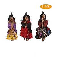 Swovo Halloween Hanging Witch Props,8 Inch Halloween Decoration Witch Decor for Scary Party Yard House 3 Pcs