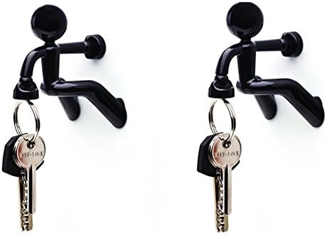 YiMoo Key Pete Strong Magnetic Key Holder Hook Rack Magnet - Black (Black, 2)