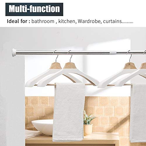 Hoimpro Tension Shower Curtain Rod Adjustable Tension Closet Rod, Heavy Duty Shower Stall Rod, Adjustable Doorway Clothes Hanger, No Drilling Suspension Spring Rod, 27 to 47 inch, Stainless Steel