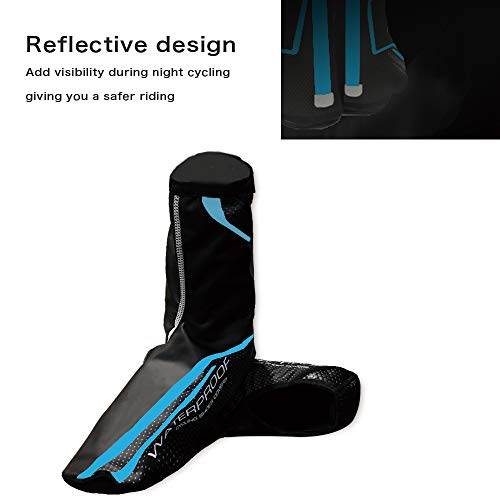 Men's Cycling Shoes Covers,Winter Lightweight Waterproof Windproof Warmer Mountain Road Bike Cover Shoes for Outdoor Sports (Blue, M)