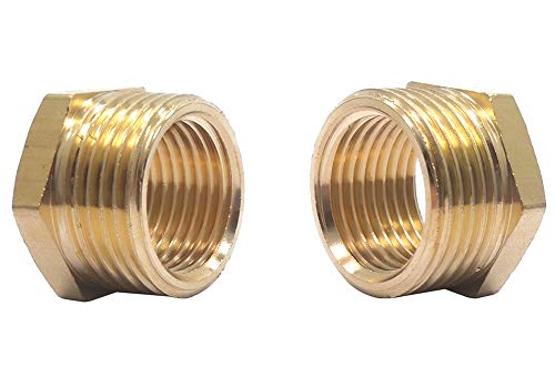 ZLYY 5pcs 3/4" NPT Male x 1/2" NPT Female Thread Reducing Adapter Hex Bushing, Solid Brass Pipe Fitting, Adapter Convert