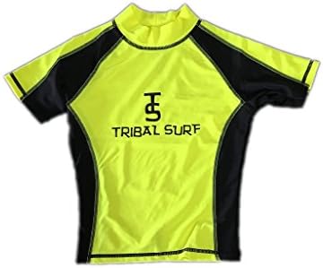 Boys Rashguard Tribal Surf (Choose Color &amp; Size) (Yellow / Black, Large)
