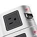 TNP Power Strip with USB Surge Protector - 6 AC Outlet + 4 USB Port Charger Charging Station Power Supply Adapter Multi Socket Plug Powerstrips Bar Stand Tower, Individual Switch, 6FT Extension Cord