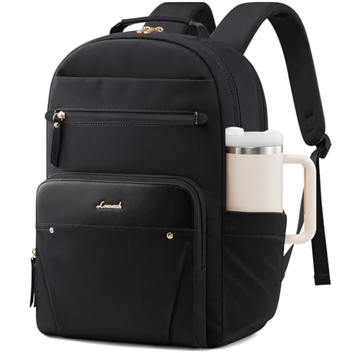 LOVEVOOK Laptop Rucksack Damen, Wasserdicht 17 Zoll Arbeitsrucksack Schulrucksack Teenager für Große Trinkflasche, Elegant Rucksäcke Schultasche Backp