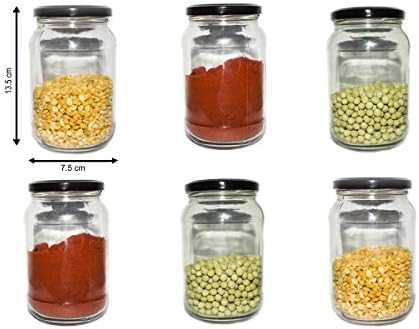 Vasutti 500ml Glass Jars and Containers with air Tight lid | Food Grade| Food containers for Kitchen (Set of 6 (500 ml))