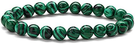 IEFSHINY Bead Bracelet for Men Women - 8mm Natural Tiger Eye Beads Bracelet Elastic Lava Rock Stone Healing Anxiety Essential Oil Diffuser Bracelets Jewelry Gifts