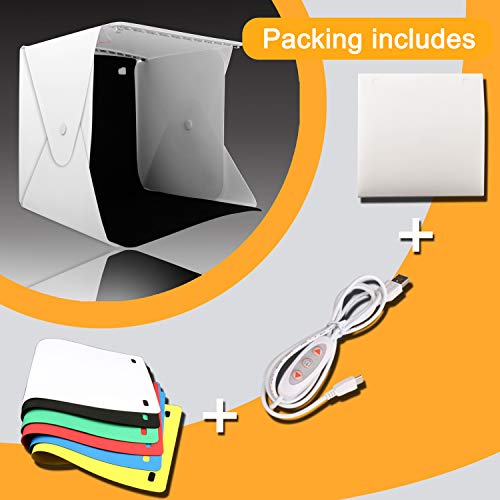 Portable Photo Studio, Elegant Choise 9.8" x 9.3" x 8.7" Adjustable Brightness Photography Studio Box Shooting Tent Mini Folding Table Top LED Light Box Kit with 6 Color Background